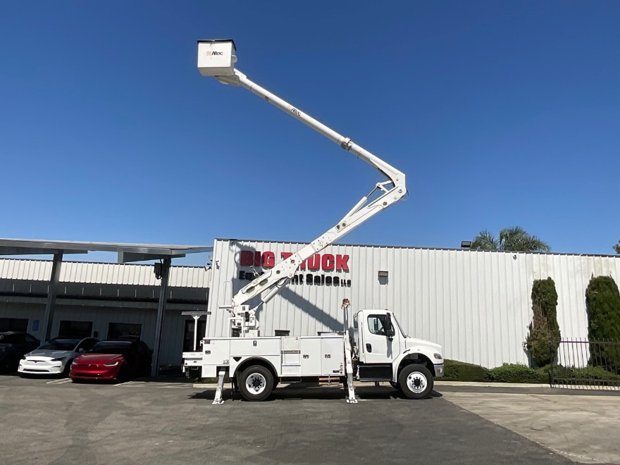 Altec bucket truck with its bucket extended