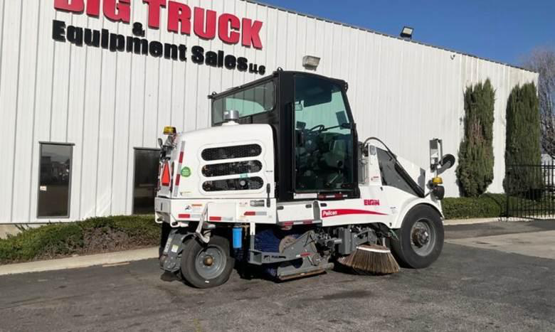 A mechanical street sweeper
