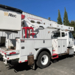 Inspecting a used bucket truck