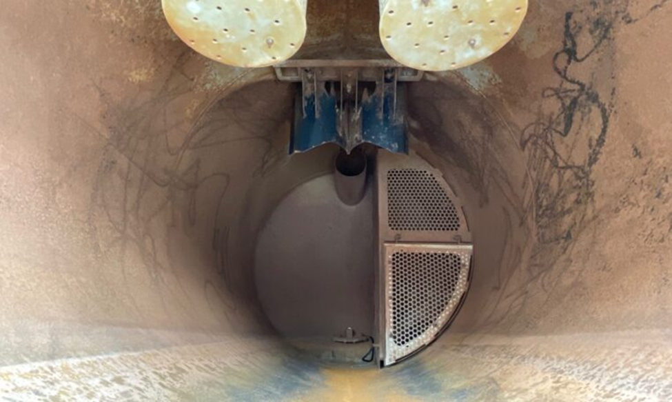 Vacuum truck in use during hydro-excavation