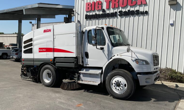 2018 Freightliner M2 Elgin Broom Bear mechanical street sweeper with dual gutter brooms